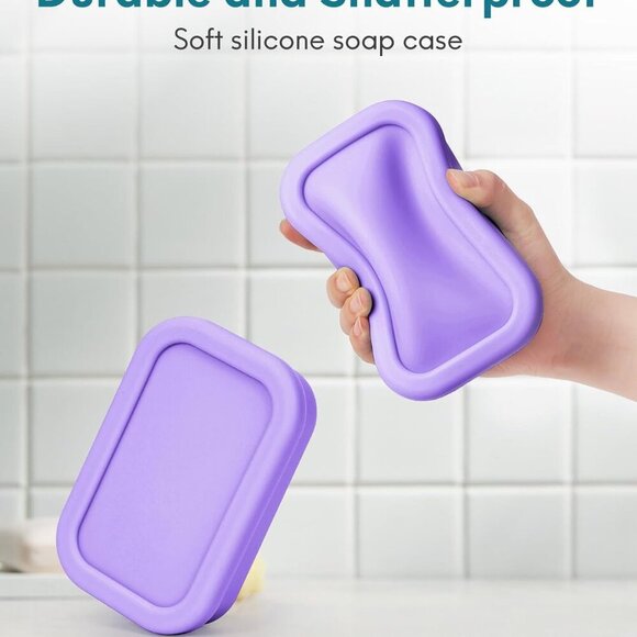 Solid Shampoo Bar Holder, Large Leakproof Travel Soap Case, Silicone Soap Box wi - Picture 6 of 7